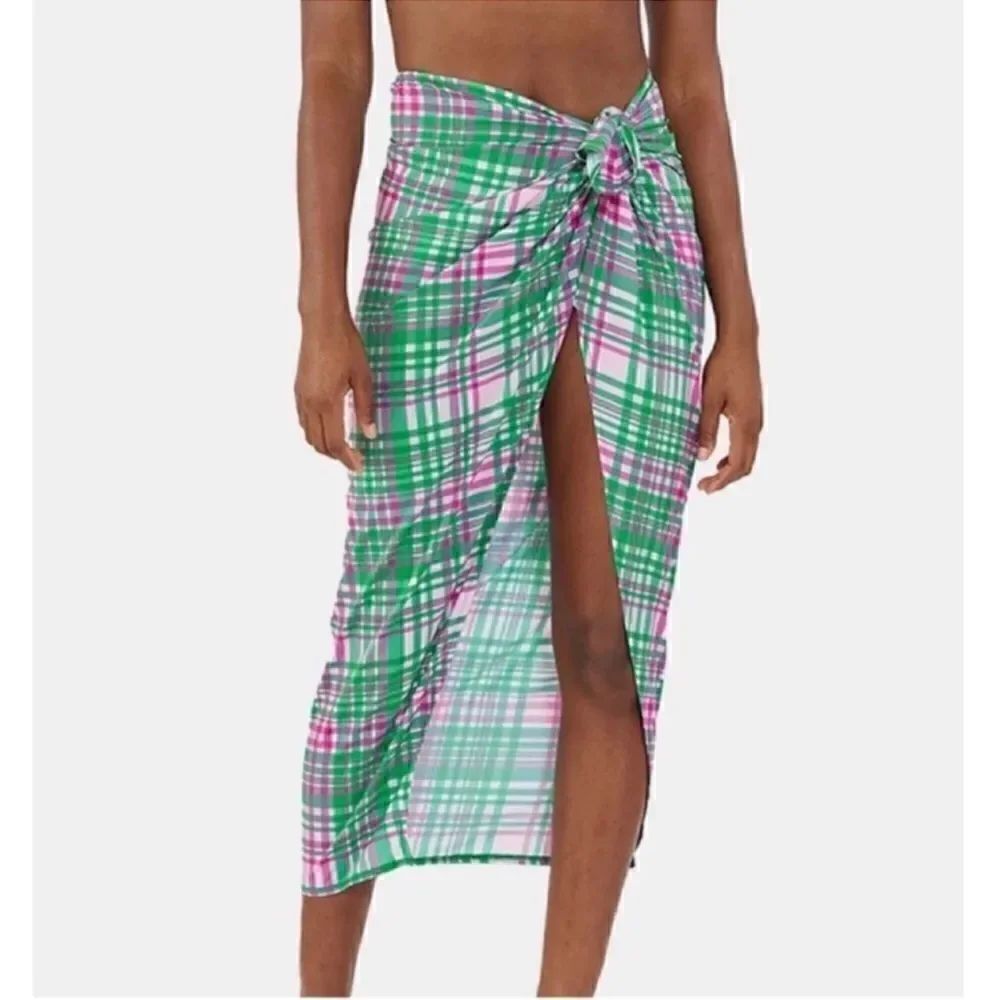 Revolve Plush Plaid Sarong Skirt(Size Medium)